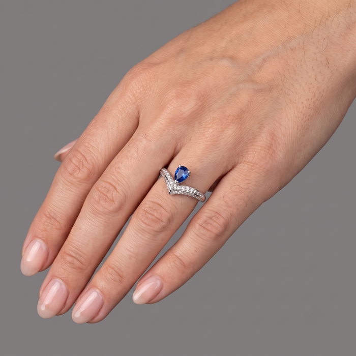 Oval Blue Sapphire 14K Diamond Accent Ring