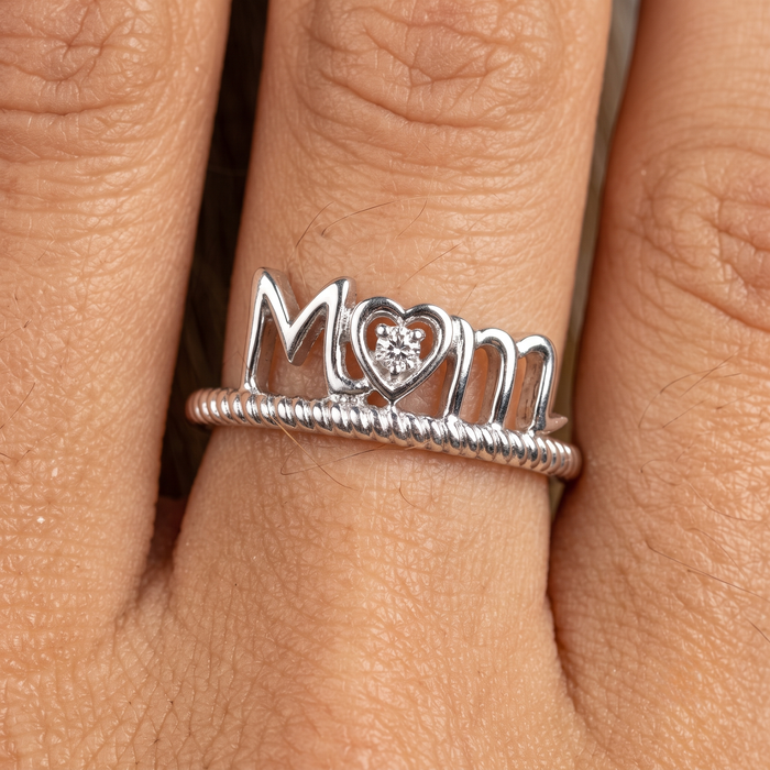Heart Centered Mom Ring in 14K Yellow Gold