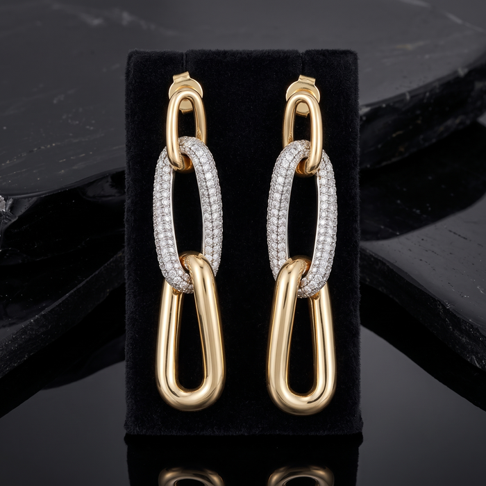 258 Diamond 14K (or 18k upon request) Yellow Gold Drop Earrings