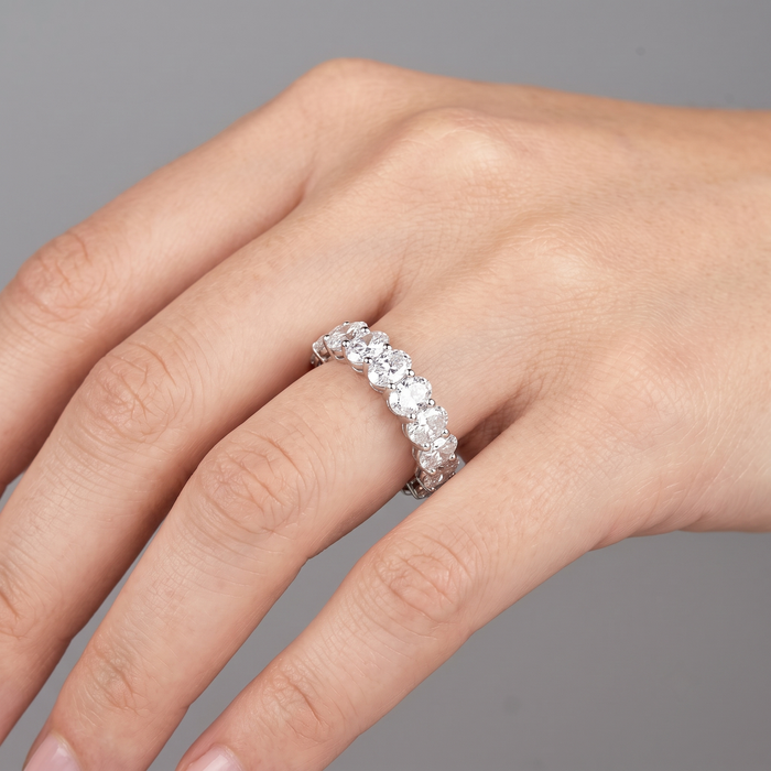 Oval Shape Diamond Eternity Ring in 18K Gold