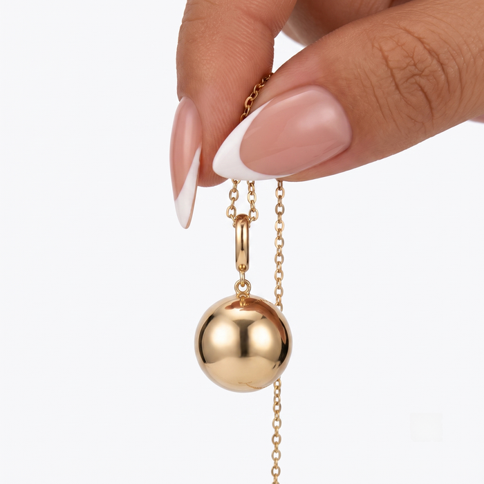Polished Round Pendant Necklace in 14K Yellow Gold