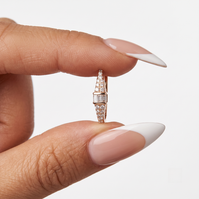 Mirage Diamond Charm Huggies Earrings in 14K Yellow Gold