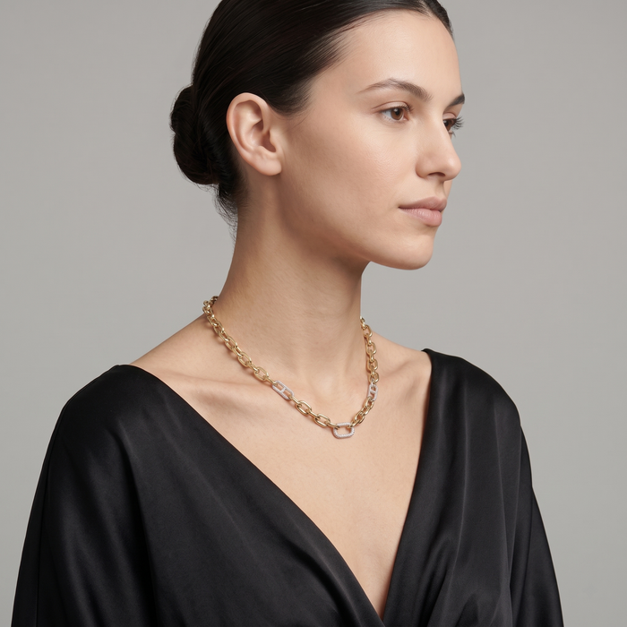 Diamond Fusion Link Necklace in 14K Yellow Gold