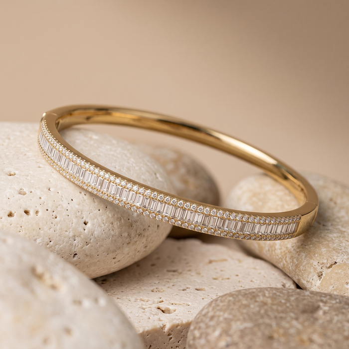 Eclipse Bangle 14K (or 18k upon request) Yellow Gold Diamond Bracelet