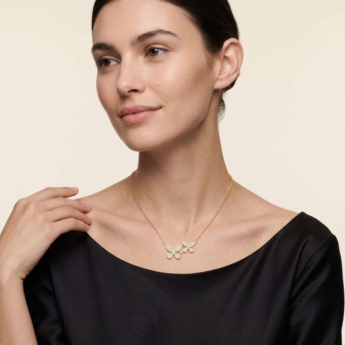 Diamond Cut Butterfly Pendant Necklace in 14K Yellow Gold