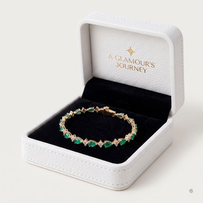 Aurora Emerald Diamond Tennis Bracelet in 14K Yellow Gold