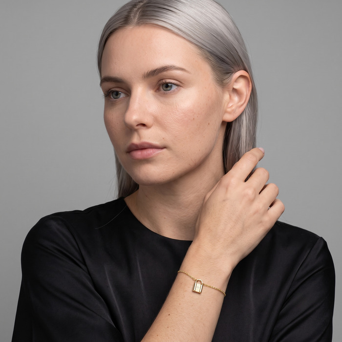 Mini Lock Diamond Bracelet in 14K Yellow Gold