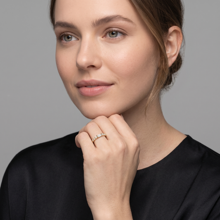 Baguette Diamond Accent Ring in 14K Yellow Gold
