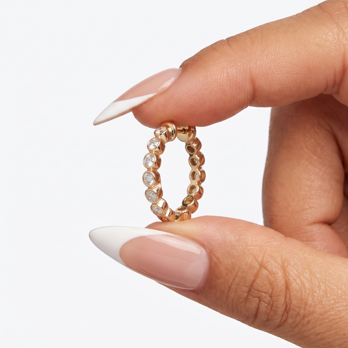 Round Diamond Aura Huggie Earrings in 14K Yellow Gold