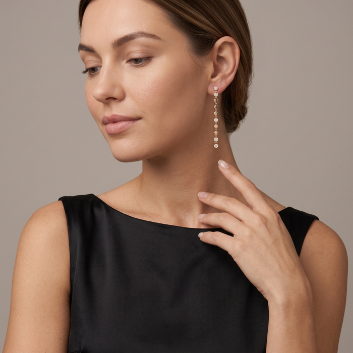 Disc Danglers Diamond Drop Earrings in 14K Gold