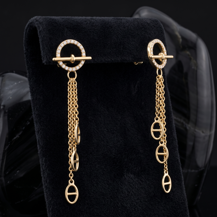 Equinox Chain 14K (or 18k upon request) Yellow Gold Diamond Drop Earrings