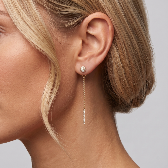 Diamond Drops Earrings in 14K Yellow Gold