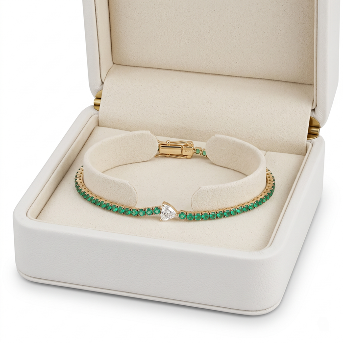 Fancy Ruby Diamond Tennis Bracelet in 14K Yellow Gold