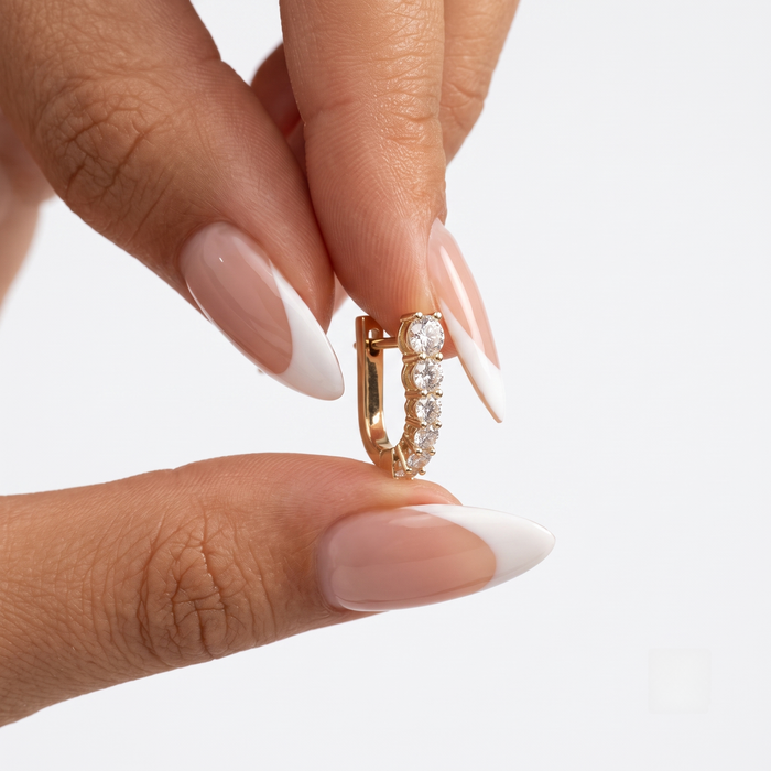 Round Diamond Mini Hoop Earrings in 14K Yellow Gold