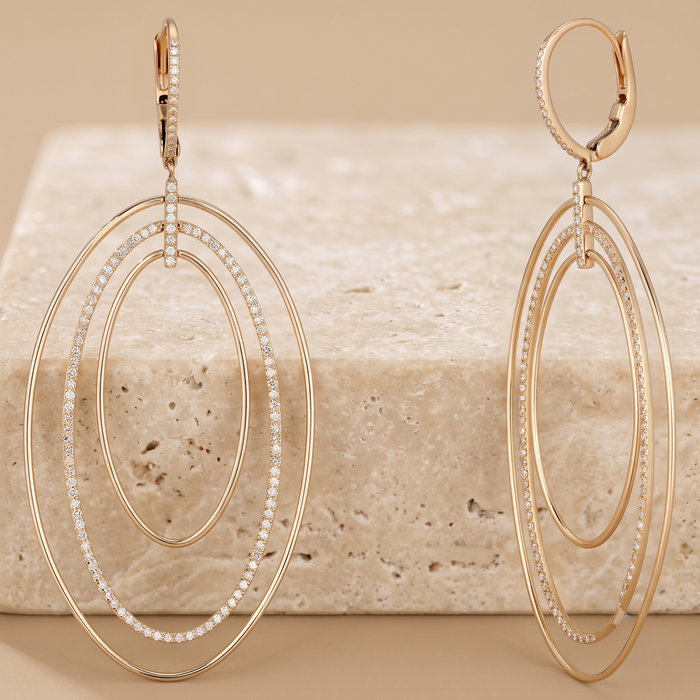 Echo Diamond Halo Drop Earrings in 14K Yellow Gold