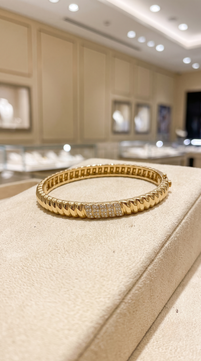 Gilded Radiance Diamond Bangle Bracelet in 14K Yellow Gold