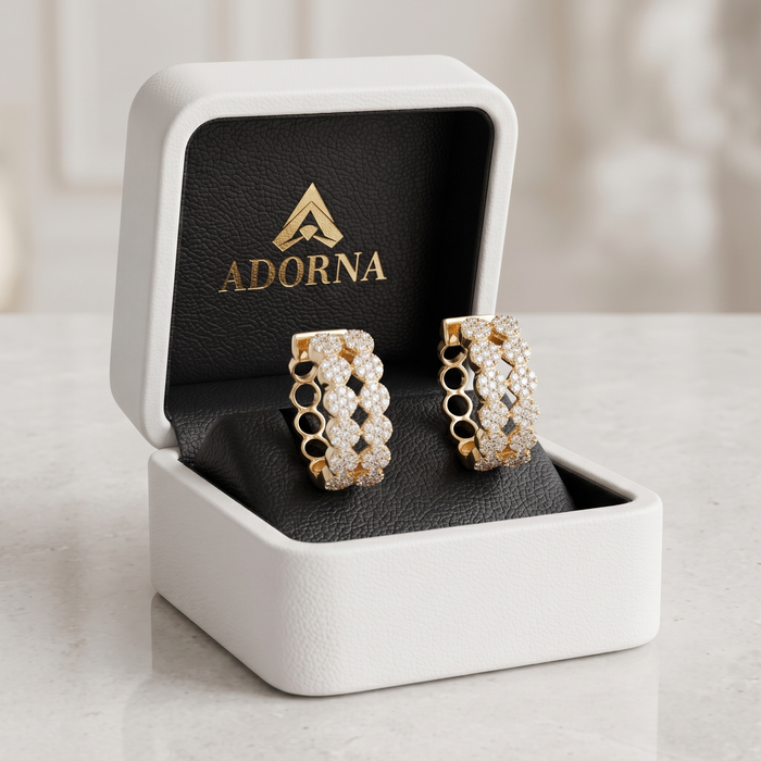 Diamond Pave Chain Link Huggie Earrings in 14K Yellow Gold