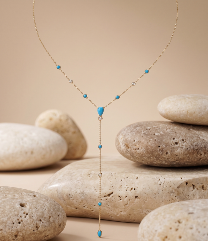 Diamond Harmony Lariat Necklace in 14K Yellow Gold