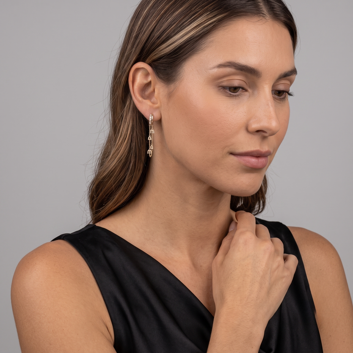 Double Strand Mama Drop Earrings in 14K Yellow Gold