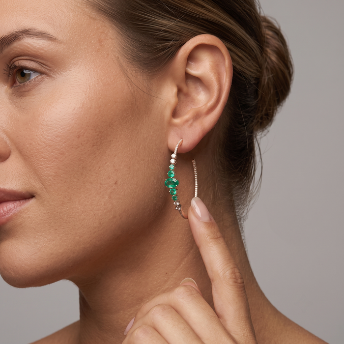 Glamorous Diamond Chandelier Earrings in 14K White Gold