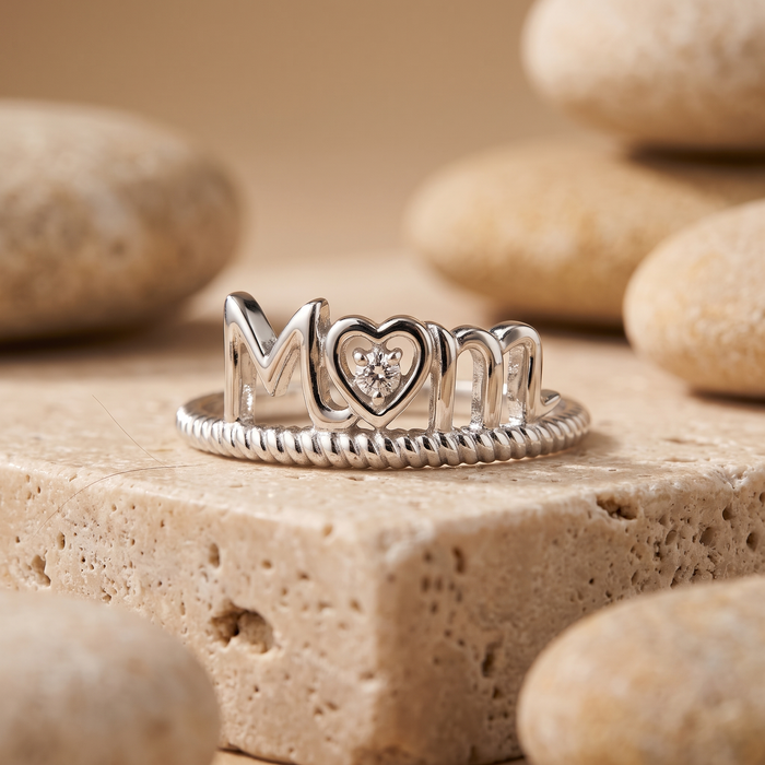 Heart Centered Mom Ring in 14K Yellow Gold