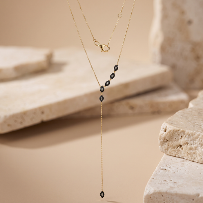 Brilliance Weave Diamond Lariat Necklace in 14K Yellow Gold