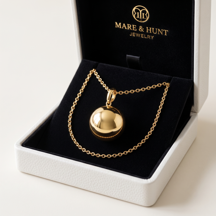 Polished Round Pendant Necklace in 14K Yellow Gold