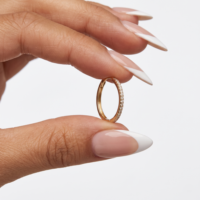 Slim Diamond Hoop Earrings in 14K Yellow Gold