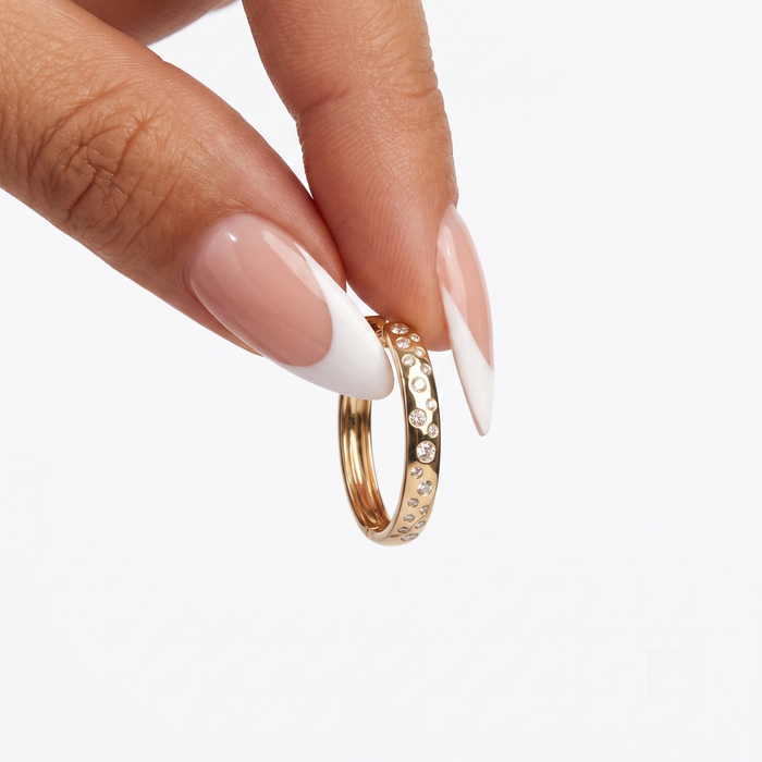 38 Diamond Opal 14K (or 18k upon request) Yellow Gold Huggies Earrings