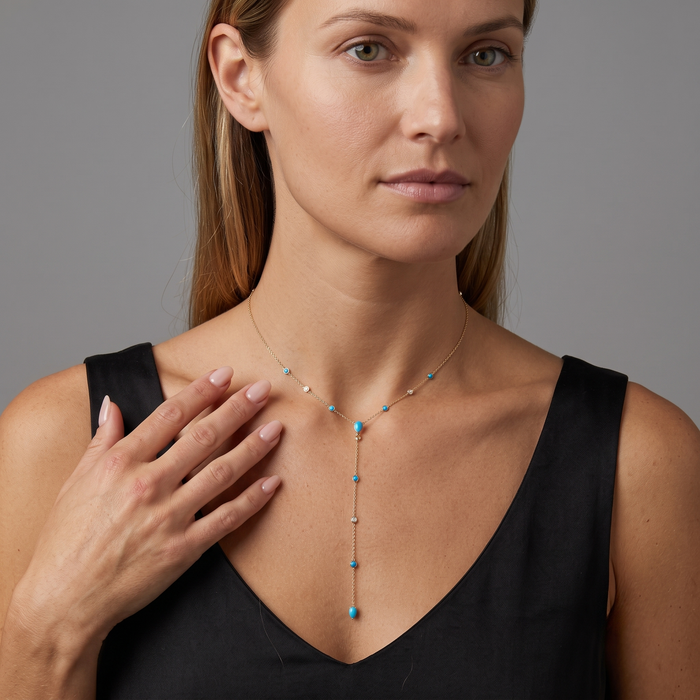 Diamond Harmony Lariat Necklace in 14K Yellow Gold