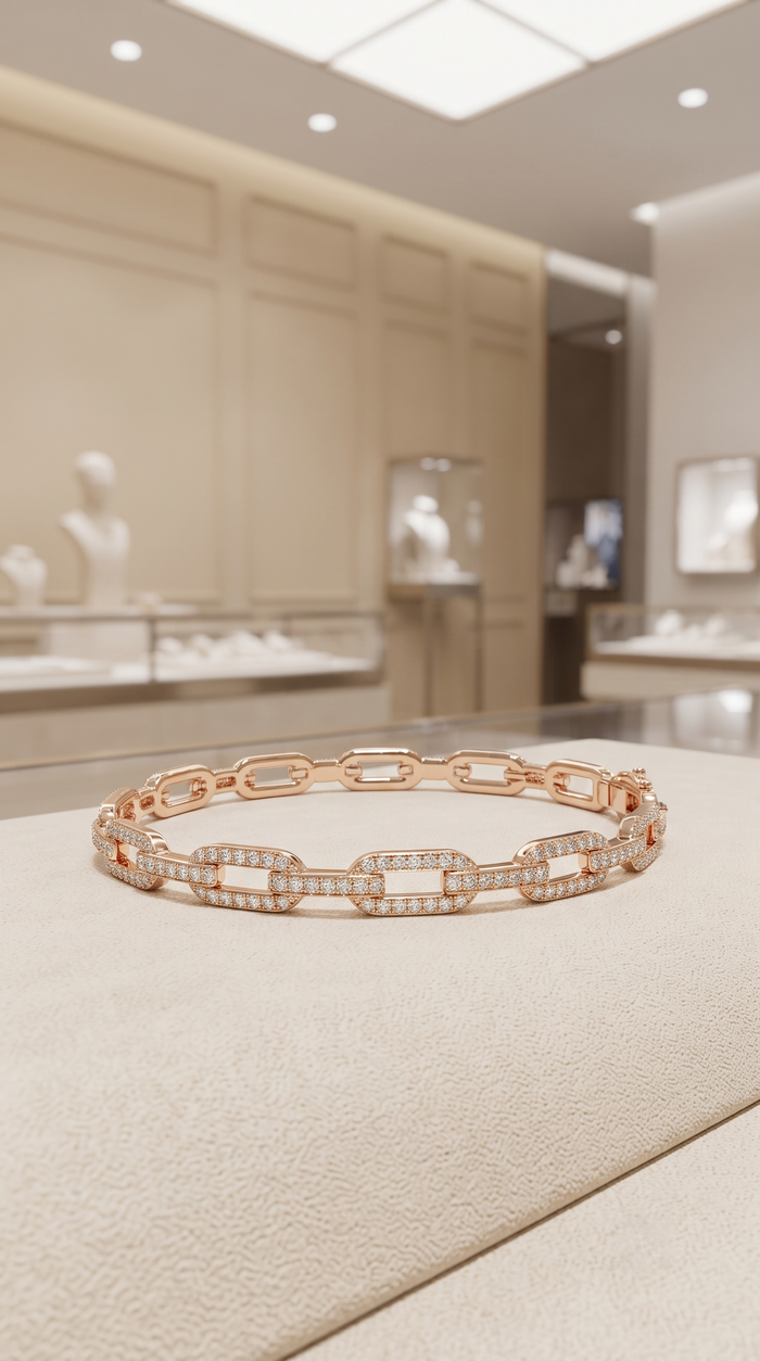 Diamond Pulse Bangle Bracelet in 14K Yellow Gold