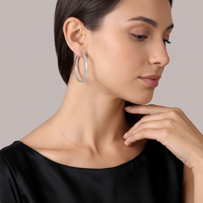 Emerald Cut Diamond Earrings in 18K White Gold