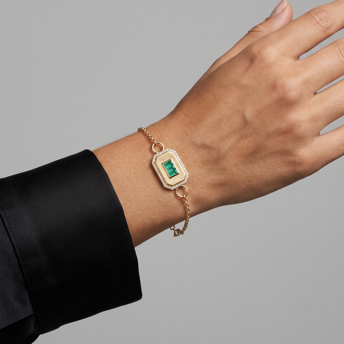 Northern Gemstone Diamond Link Bracelet in 14K Yellow Gold