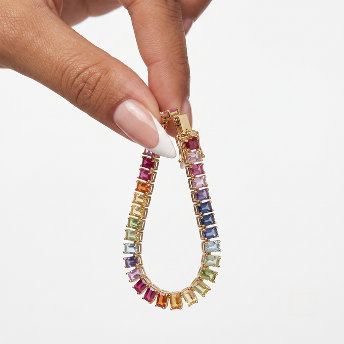 Chromatic Baguette 14K Yellow Gold Gemstone Bracelet