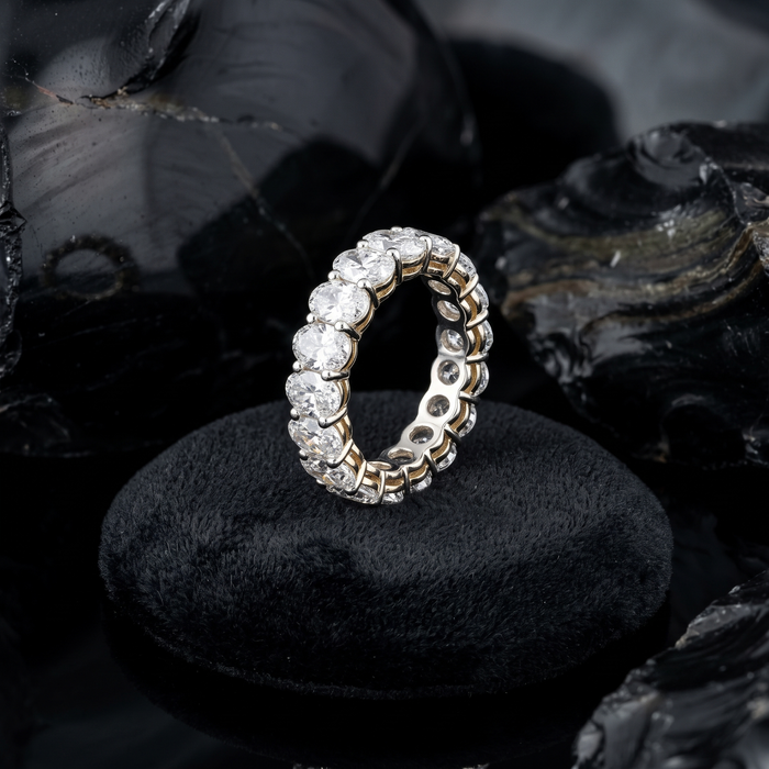 Oval Shape Diamond Eternity Ring in 18K Gold