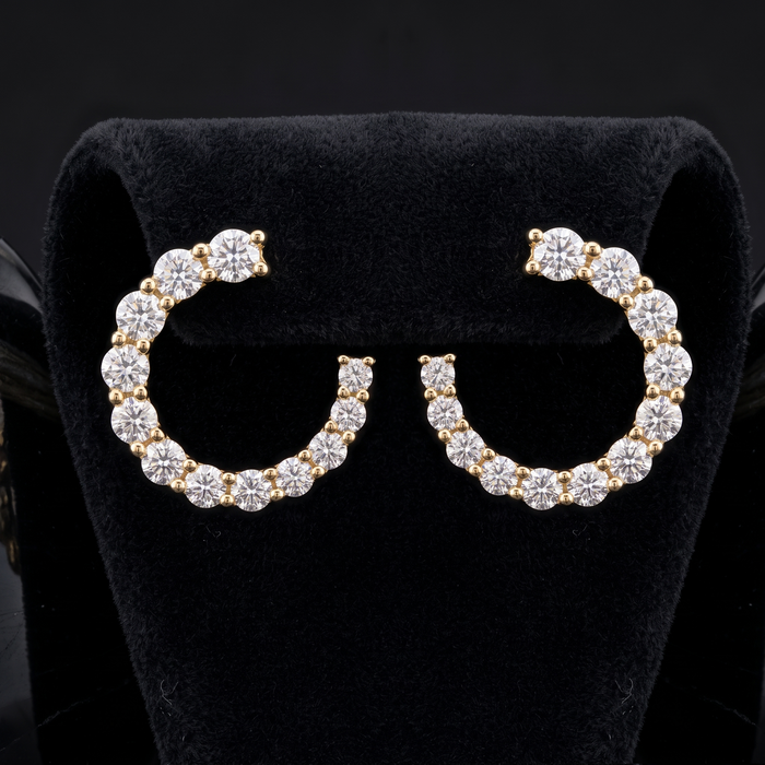 Golden Charm Diamond Hoop Earrings in 14K Yellow Gold