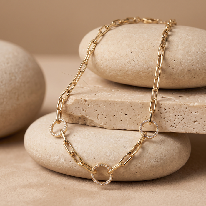 Diamond Revival Chain Link Necklace in 14K Yellow Gold