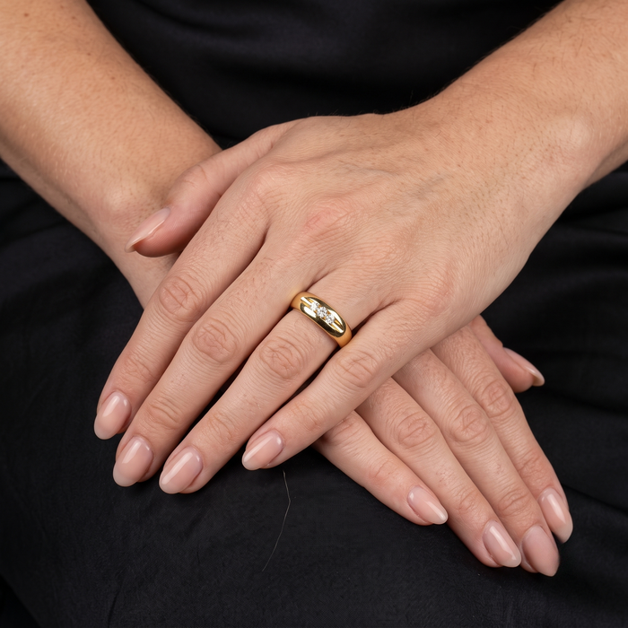 Trinity Shine Three Diamond Ring in 14K Yellow Gold