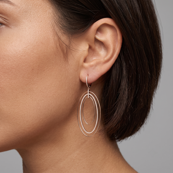Echo Diamond Halo Drop Earrings in 14K Yellow Gold