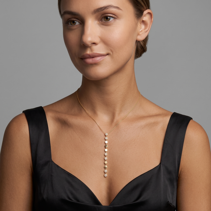 Diamond Bloom Lariat Necklace in 14K Yellow Gold
