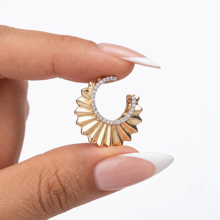 Emerald Heart Charm Hoop Earrings in 14K Yellow Gold