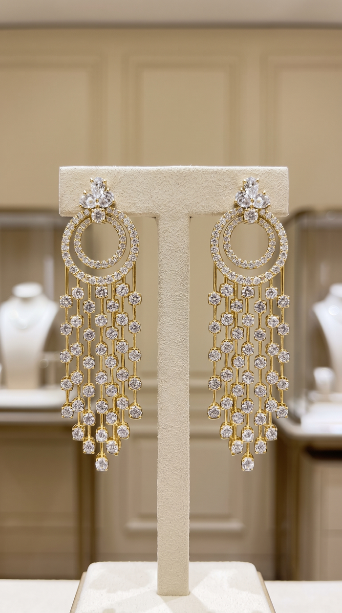 Circle of Life Chandelier Earrings in 18K Gold
