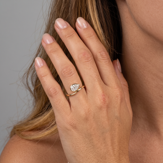 Luna Drop Diamond Ring in 14K Yellow Gold