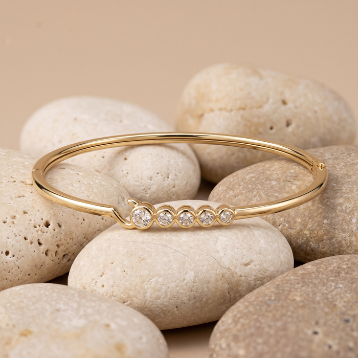 Dusk Radiance Diamond Bangle Bracelet in 14K Yellow Gold