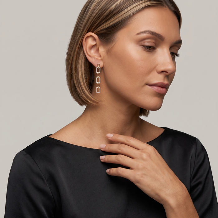 Diamond Comet Drop Earrings in 14K Yellow Gold