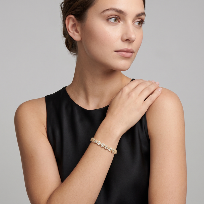 Pure Round Diamond Bangle Bracelet in 14K Yellow Gold