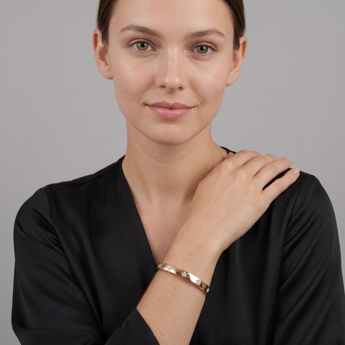 Sapphire Perfect Diamond Bangle Bracelet in 14K Yellow Gold