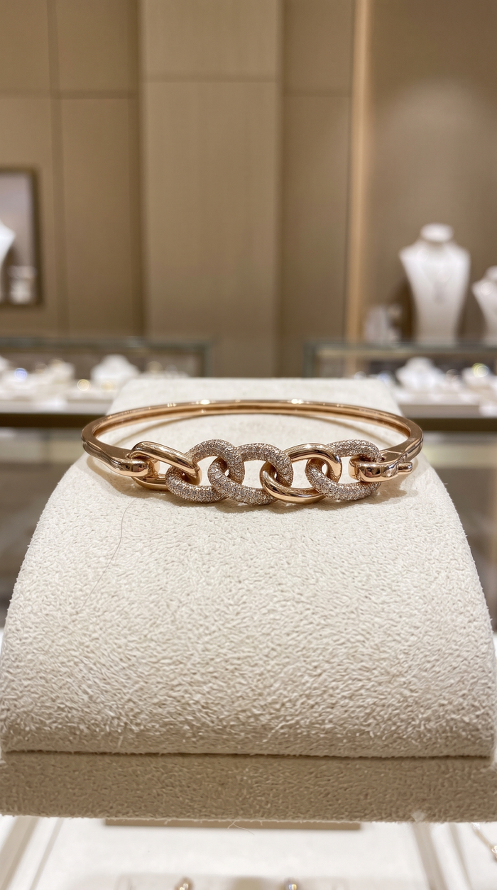 Slim Bangle Pink Sapphire Bangle Bracelet in 14K Rose Gold