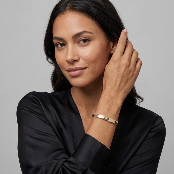 Mixed Shape Diamond Accent Bangle Bracelet in 14K Yellow Gold