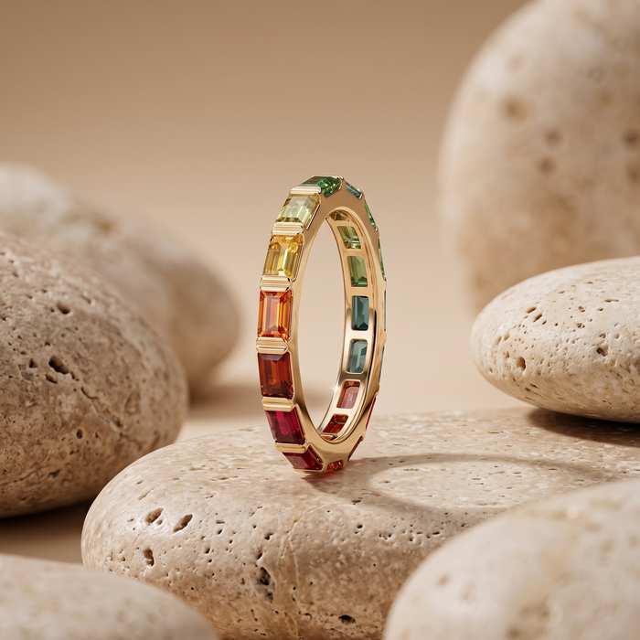 Baguette Sapphire 14K Gold Eternity Ring